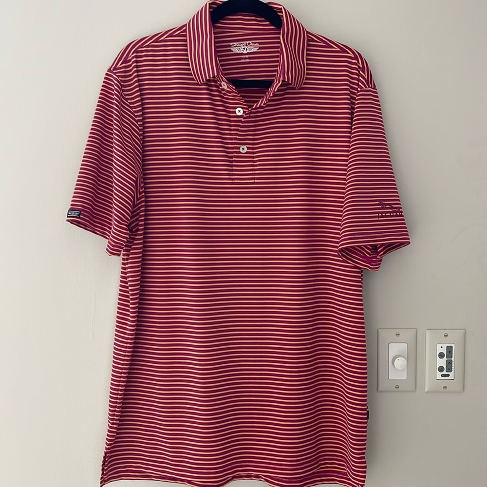Men’s Straight Down Jaguar Logo Golf Shirt Cranberry/Gold Size Large NEW